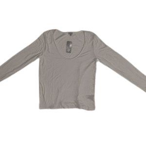 NWT Splendid Women Knit Striped Ivory Longsleeve Linen Blend Top Sz XL $88 K176